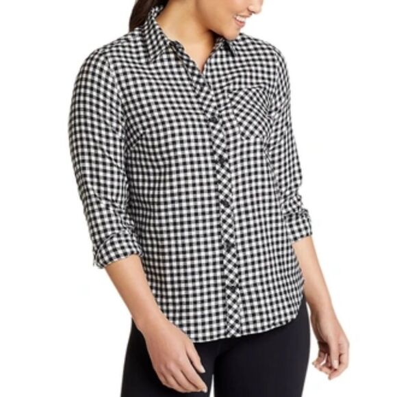 Eddie Bauer Buffalo plaid cotton flannel button down shirt size large - Picture 3 of 8